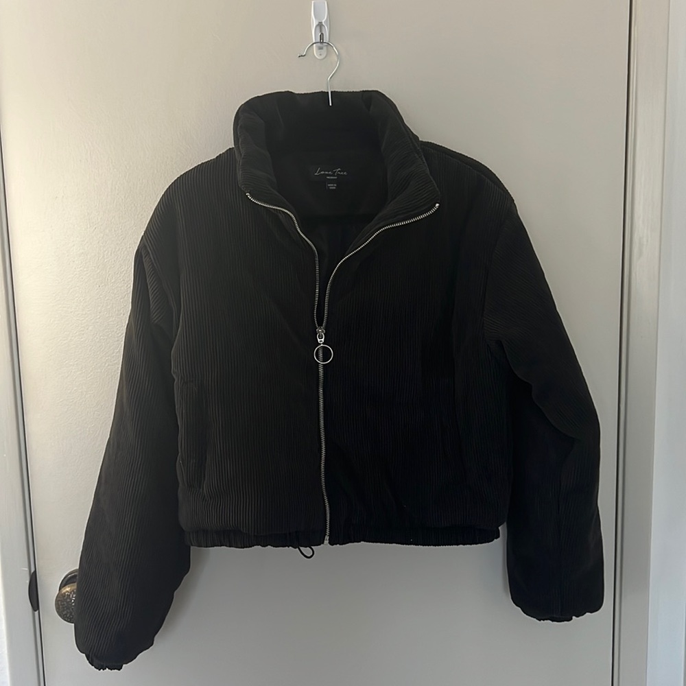 Corduroy cropped black jacket